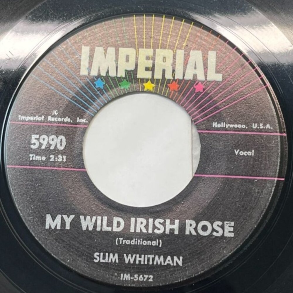 Slim Whitman My Wild Irish Rose / Chime Bells 45 Vinyl Classic Country Imperial